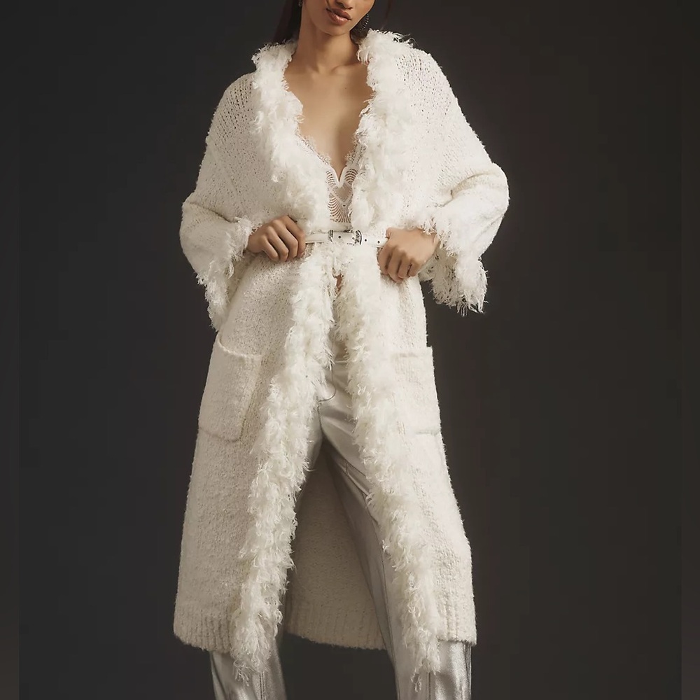 Pilcro Oversized Fringe Cardigan Sweater